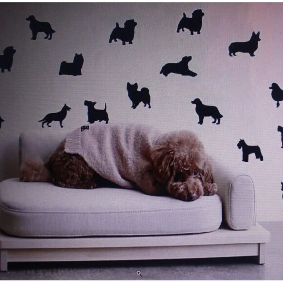 Set Of 18 Dog Silhouette PVC Wall Decals Black Home Decor Wall Art NIP - Picture 5 of 5